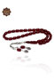 Burgundy Capsule Cut Silver Moon Star Tassel Crimped Amber Prayer Beads 201024956