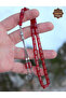 Red Cut Silver Inlaid and Tassel Fire Amber Prayer Beads 201024950 - 6