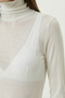 Mock Neck Transparent Knitted Blouse Lzv0046 Bone - 3
