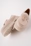 Nerina Model Beige Linen Women's Loafer Casual Shoes with Leather and Buckle Detail - 7