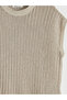 Beige Crew Neck Openwork Women's Knitwear Sweater - 2