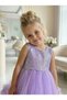 Girl's Lilac Sequined Flounced Tulle Princess Evening Dress 1-5 Years Old - 3