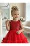Girl's Red Sequined Ruffled Tulle Piece Princess Evening Dress 1-6 Years Old - 4