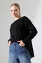 Women's Boat Neck Hem Slit Knitwear Sweater - 6