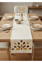 Punch Embroidered Patterned Cream Table Runner (40X130 cm) - 5