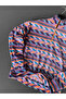 Zigzag Patterned Fleece Zippered Collar Oversized Sweatshirt - 7