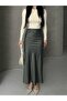 Satin Fabric Elastic Waist Long Skirt Shiny and Smooth