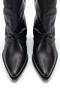 Black Genuine Leather Studded Detail Leg Trousers Western Cowboy Boots - 3