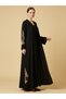 Elegant Black Floral Embroidered Abaya For Women's Button Closure V-neck Long Sleeve Muslim Abaya - 4