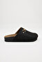 Pablo Women's Vegan Leather Buckle Black Sabo Slippers - 4