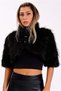 Black Half Sleeve Buttoned Fur Etol Bolero