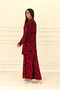 Red Patterned Sleeve Epaulet Pocket Shirt Trousers Set - 4
