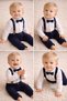 Baby Boy Bodysuit with Shirt, Detachable Bow Tie, Adjustable Waist Pants, Festive 4-Piece Set - 2