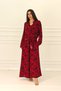Red Patterned Sleeve Epaulet Pocket Shirt Trousers Set - 6
