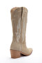 Beige Skin Cream Genuine Suede Stone Studded Perforated Summer Western Cowboy Boots - 4