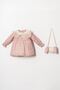 Princess Collar Tulle Guipure Checkered Dress with Bag 2-Piece Baby Girl Set - Dried Rose - 3
