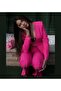 Fuchsia Pink Cut-Out Jacket and Pant Set - 4