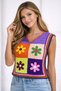 Hand Knitted Motif Floral Women's Sweater Blouse Standard Size - 2