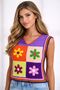 Hand Knitted Motif Floral Women's Sweater Blouse Standard Size