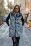 Gray Long Faux Fur Vest with Brown Leather Detail on the Back and Pockets - 4