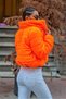 Orange stand collar waterproof short puffer jacket - 4
