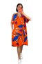 Orange Floral Shirt Collar Pocket Short Dress - 5