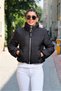 Black Stand Collar Waterproof Short Puffer Jacket - 8