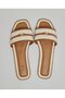 Women's Tan Contrast Trim Flat Sandals - 4