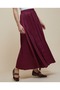 Solid Flared Satin Skirt With Elastic Waist - 3