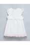 Embroidered Fit & Flare Dress With Crew Neck And Flutter Sleeves - 2