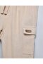 Solid Cargo Pants With Drawstring Waist - 4