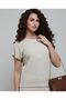 بلوزة منقوشة برقبة دائرية وأكمام قصيرة - 5