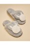 Women's Grey Furry Bedroom Slippers - 6