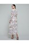 Floral Print Layered Dress With V-Neck And Long Sleeves - 4
