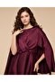 Solid Midi Dress With Boat Neck And Hanging Sleeves - 5