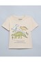 Dino Print T-Shirt With Crew Neck And Short Sleeves
