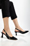 Black Patent Leather Gold Tokali Pointed Toe Elegant and Stylish, a Complement to Any Combination, Daily Use Heeled Shoes - 3
