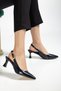 Navy Blue Patent Leather Gold Tokali Pointed-Toe Elegant and Stylish Daily Footwear That Complements Every Combination. - 3
