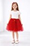 Unprinted Plain Lined Tutu Skirted Birthday Party Concept Girl's Short Sleeve Dress