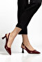 Burgundy Patent Leather Gold Tokali Pointed Toe Elegant and Stylish, a Complement to Every Combination, Daily Use Heeled Shoes