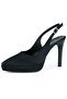 Scarlett Slingback Black Satin Pointed Toe Slingback Thin Platform Heels Evening Dress Shoes - 4
