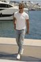 Boyfriend Carrot Cut Ripped Detail Men's Blue Denim Jean Trousers Ke-364 - 7