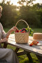 Em&Ma Wicker Basket 20X20X19, Kitchen, Bathroom, Living Room, Garden, Picnic Basket
