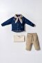 Cute Figured Denim Shirt 4-Piece Boys' Set - Dark Blue