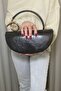 Women's Black Handbag - with Gold Accessories and Chain Strap - Fibag - 4