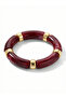 Burgundy Marble Patterned Gold Detailed Elastic Women's Bracelet I Special Boxed