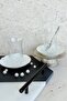 Aura Silver 6-Person 12 cm 6-Piece Premium Porcelain Tea Plate Set Platinum Pearl - 4
