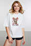 Women's Espiri Elephant Graphic Printed Round Neck White T-Shirt