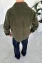 Khaki g Embroidered Oversized Fleece Shirt - 3