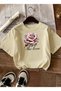 Women's the Love Printed Printed Round Neck Beige T-Shirt